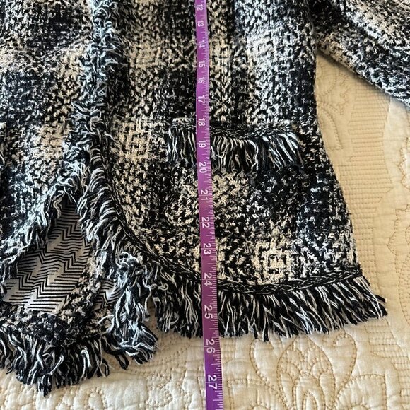 Carol Anderson VINTAGE tweed plaid fringe blazer jacket, women's size 10 - Picture 15 of 15